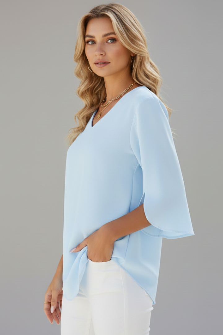 Mette | Women's Blouse | V-Neck Short Sleeves