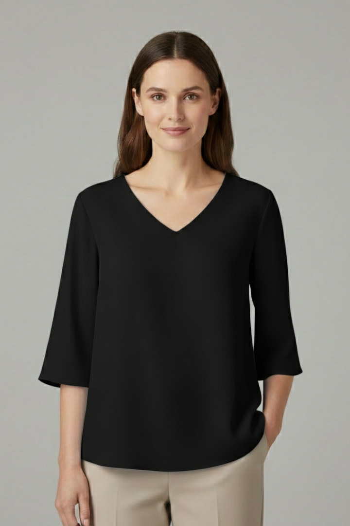 Klara | Women's Blouse | V-Neck Three-Quarter Sleeves