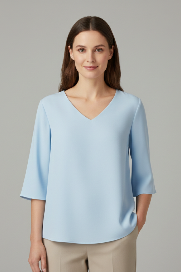 Klara | Women's Blouse | V-Neck Three-Quarter Sleeves