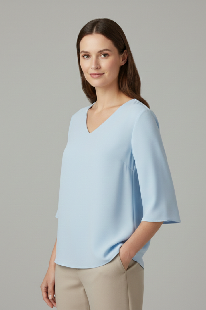 Klara | Women's Blouse | V-Neck Three-Quarter Sleeves