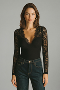 Abena | Women's Blouse | V-Neck Lace Sleeves