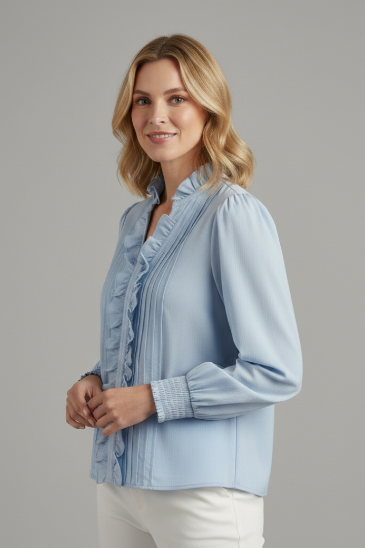 Lotte | Women's Blouse | V-Neckline Ruffle Trim