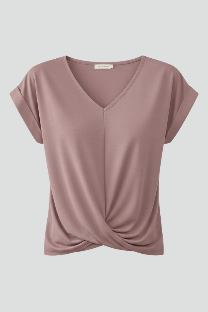 Femi | Women's Blouse | V-Neckline Short Sleeves Classic
