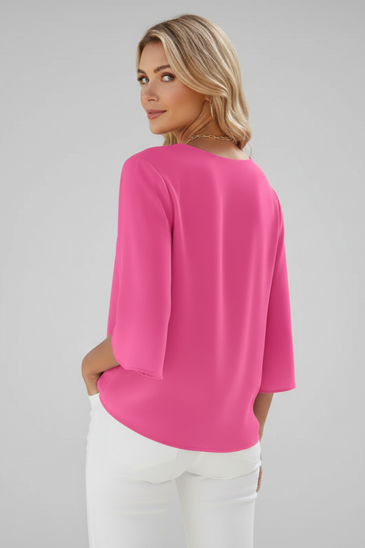 Celia | Women's Blouse | V-Neckline Short Sleeves