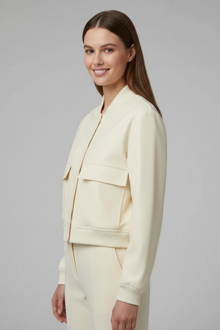 Priscilla | Women's Bomber Jacket | Baseball Collar Snap