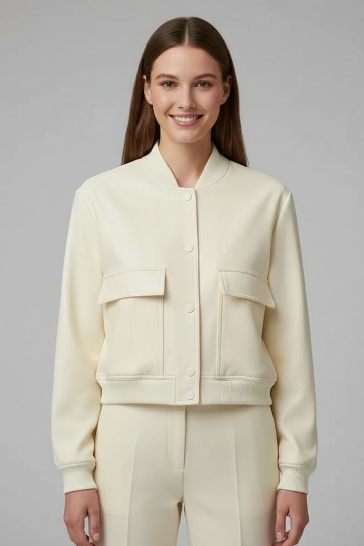 Priscilla | Women's Bomber Jacket | Baseball Collar Snap