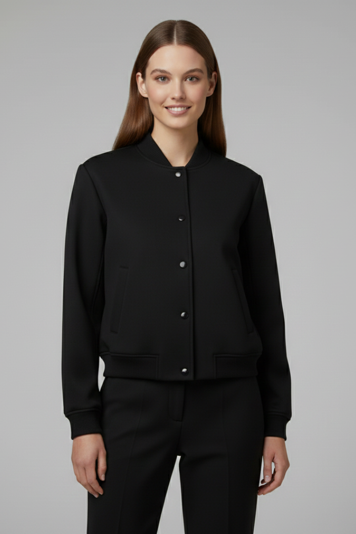 Priscilla | Women's Bomber Jacket | Baseball Collar Snap