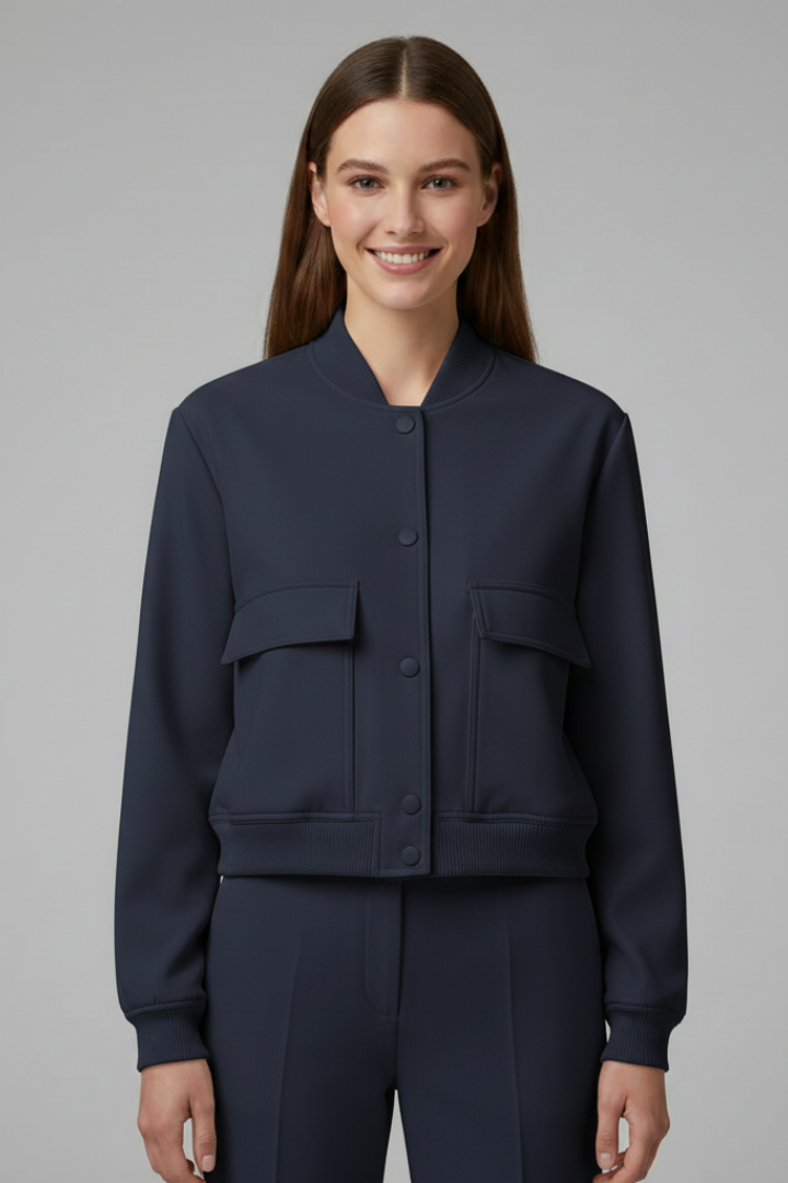 Priscilla | Women's Bomber Jacket | Baseball Collar Snap