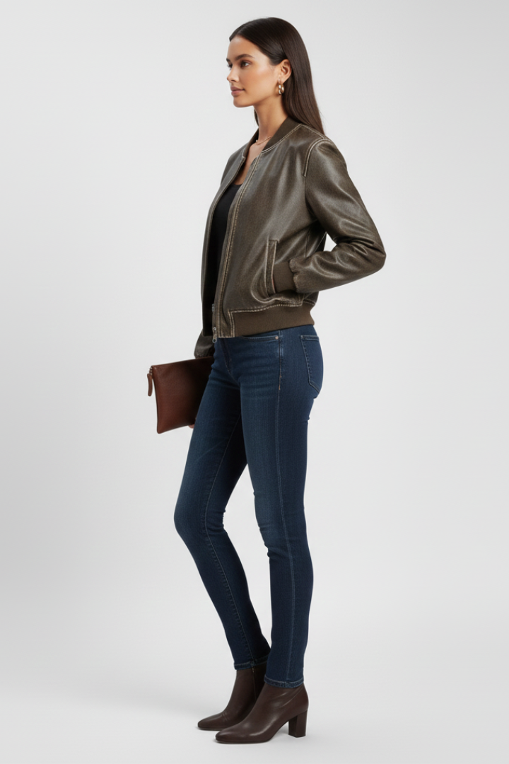 Alkmene | Women's Bomber Jacket | Collared Woven Surface