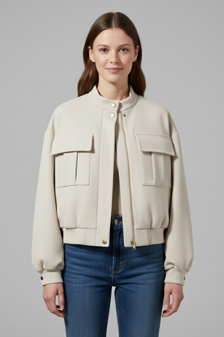 Thetis | Women's Bomber Jacket | Front Zip & Pockets