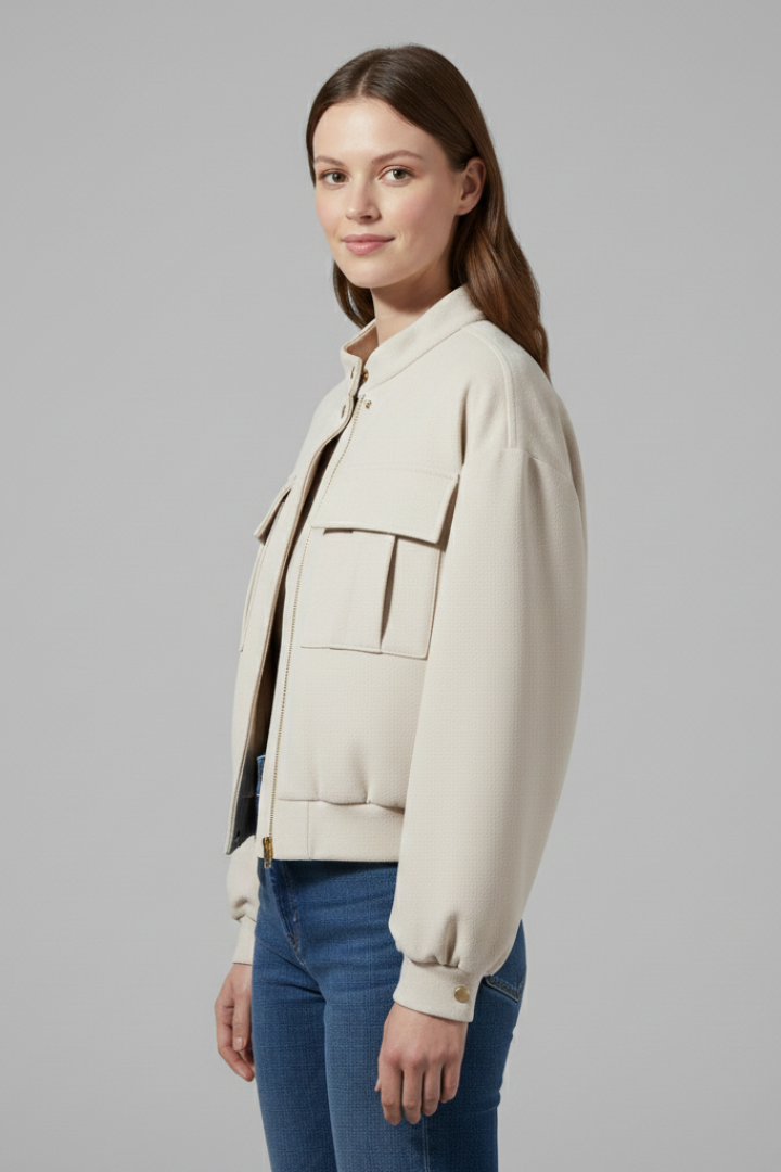 Thetis | Women's Bomber Jacket | Front Zip & Pockets