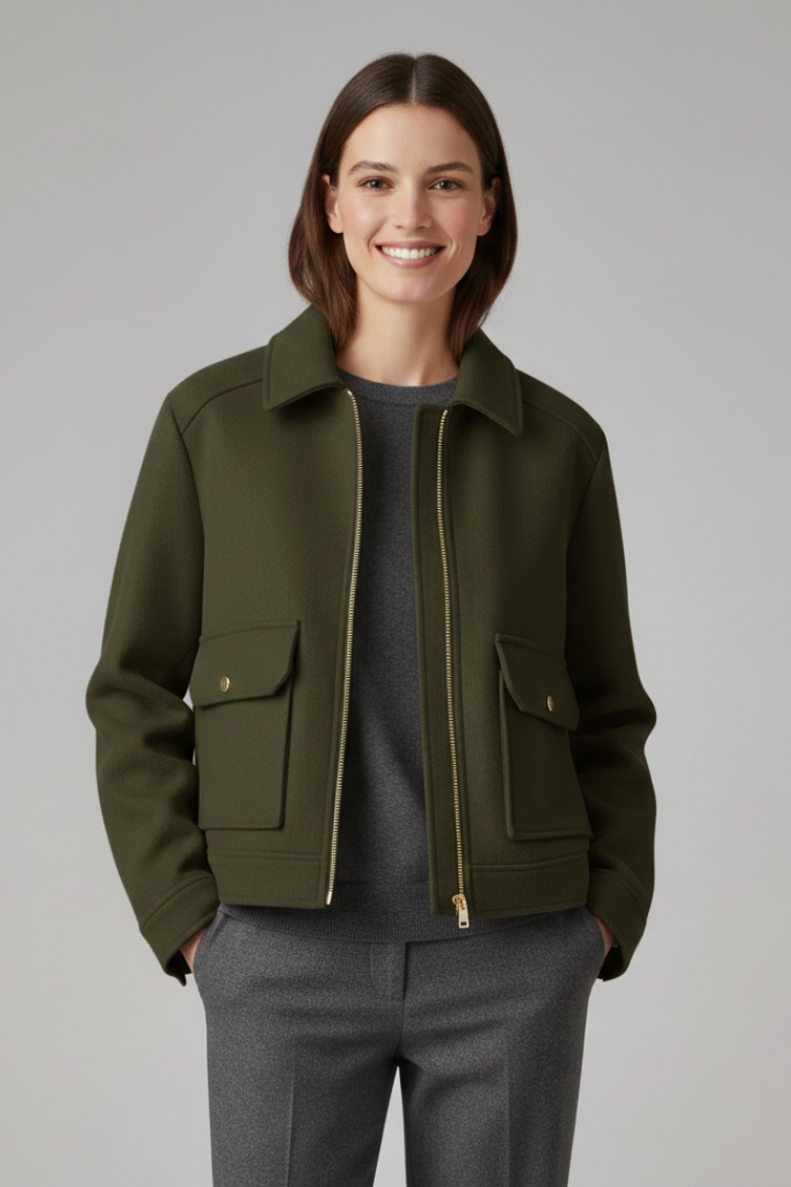 Byrhtsige | Women's Bomber Jacket | Lapel Collar & Zip