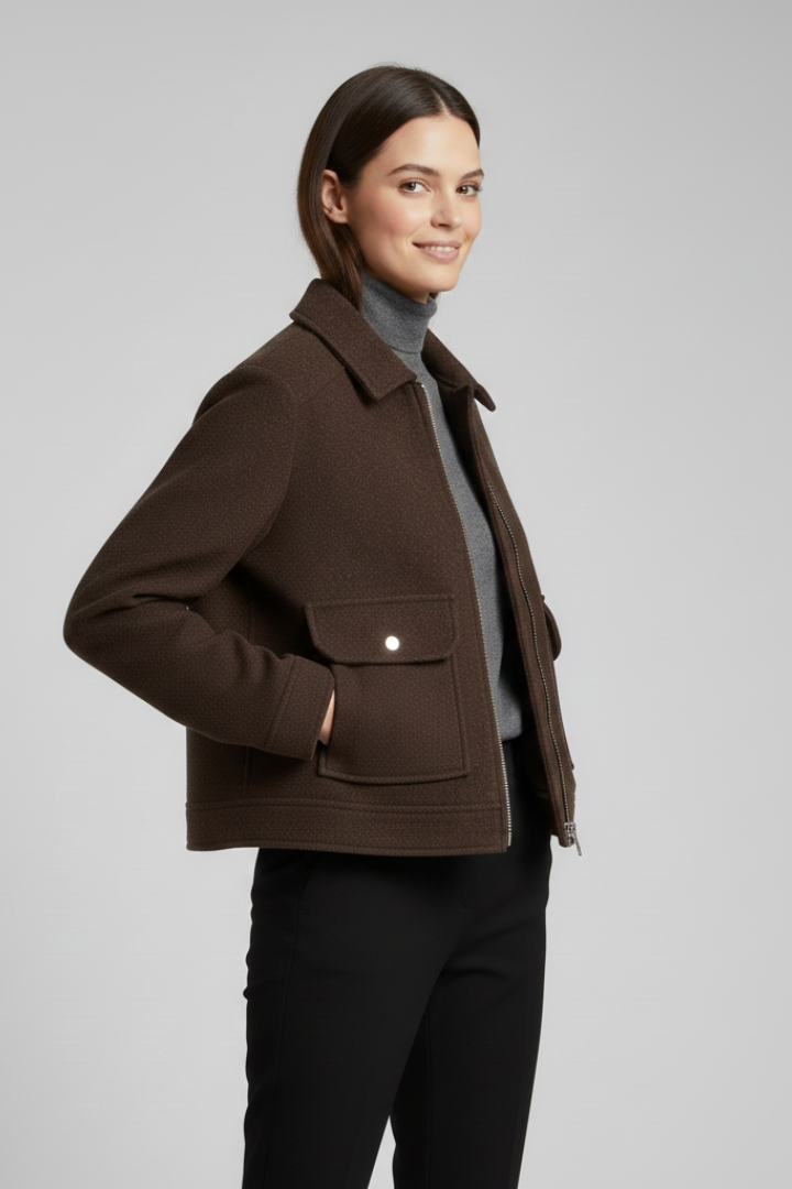 Byrhtsige | Women's Bomber Jacket | Lapel Collar & Zip