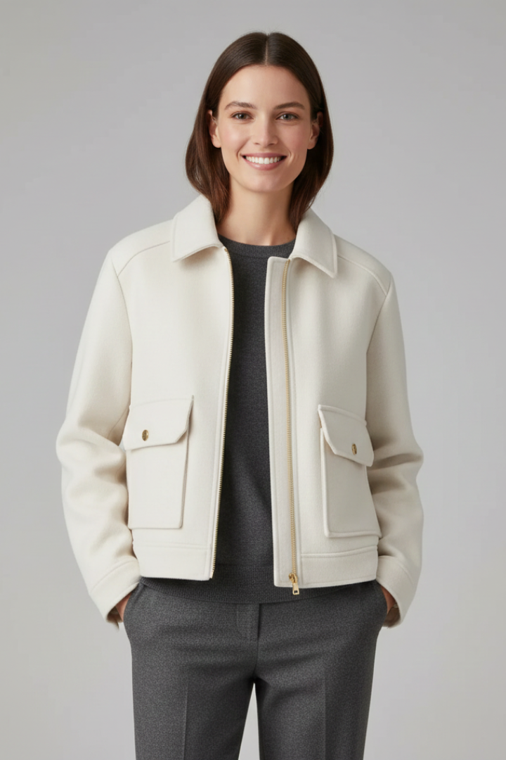 Byrhtsige | Women's Bomber Jacket | Lapel Collar & Zip