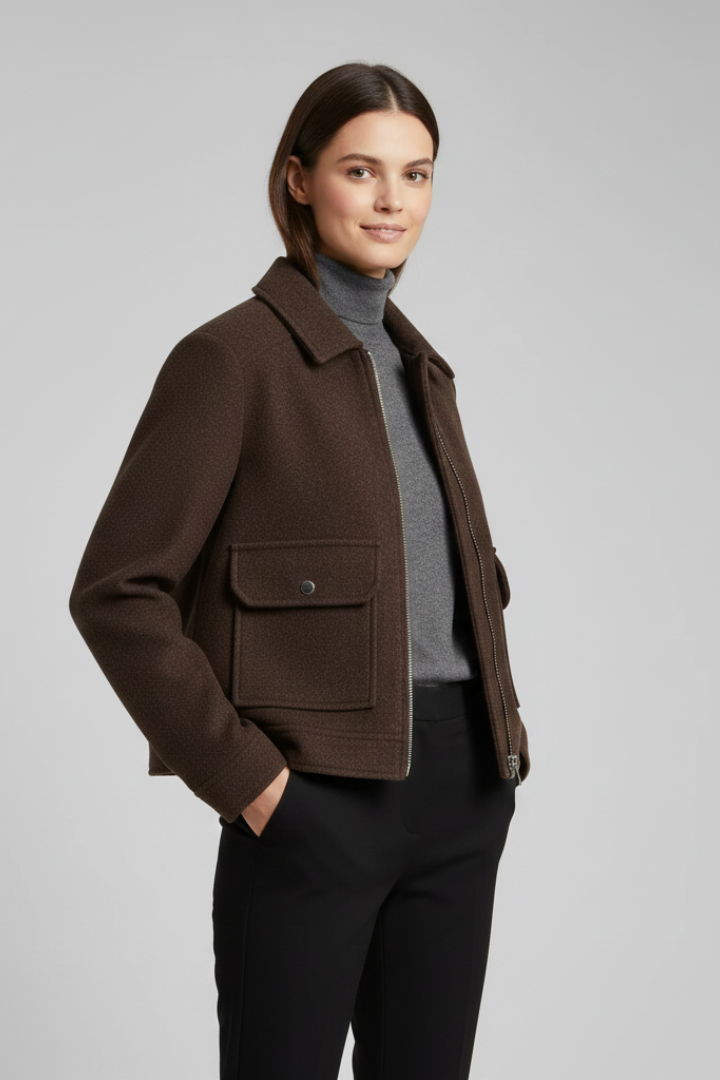 Byrhtsige | Women's Bomber Jacket | Lapel Collar & Zip