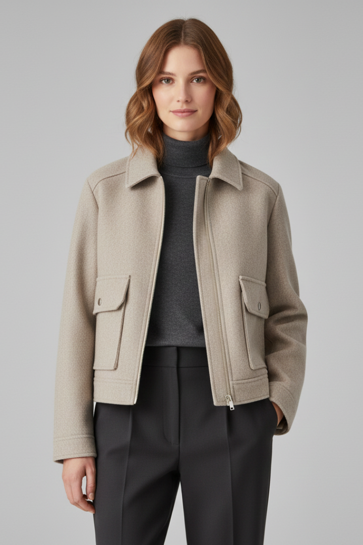 Byrhtsige | Women's Bomber Jacket | Lapel Collar & Zip