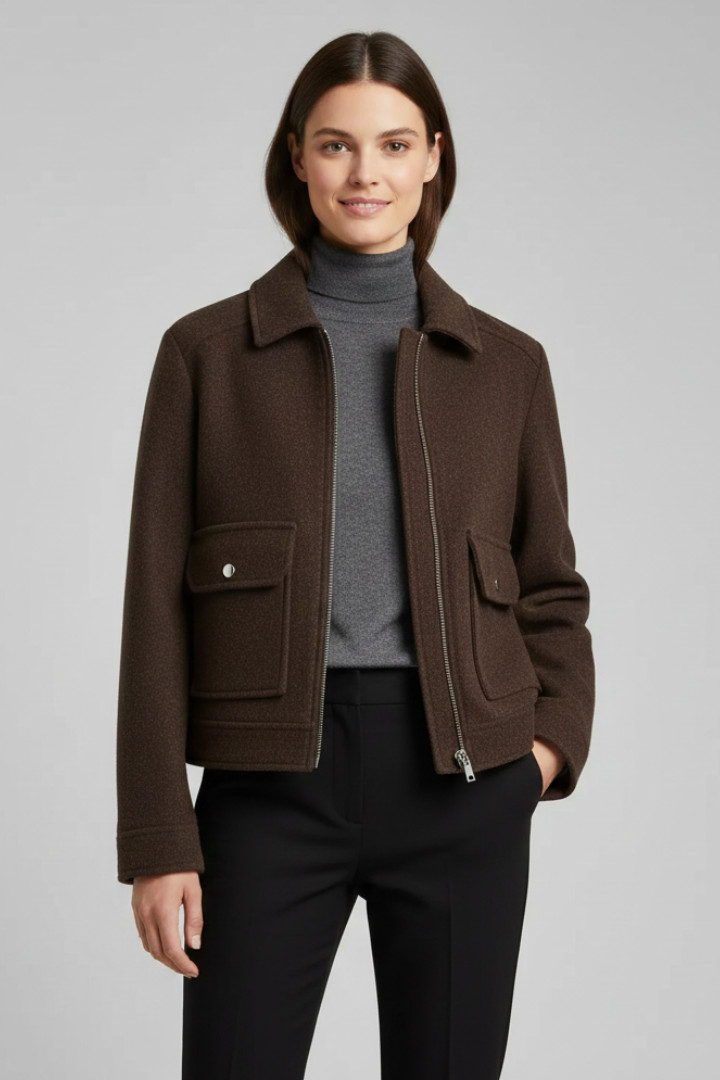 Byrhtsige | Women's Bomber Jacket | Lapel Collar & Zip