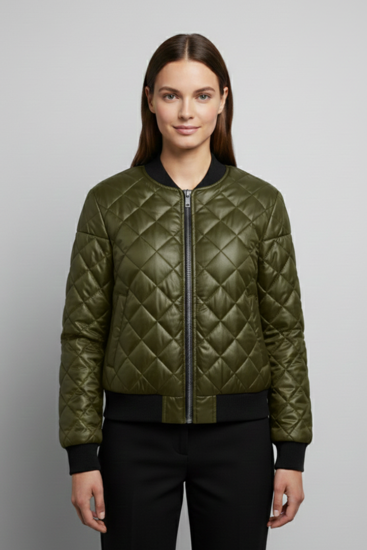 Valborg | Women's Quilted Bomber Jacket | Elasticated Cuffs