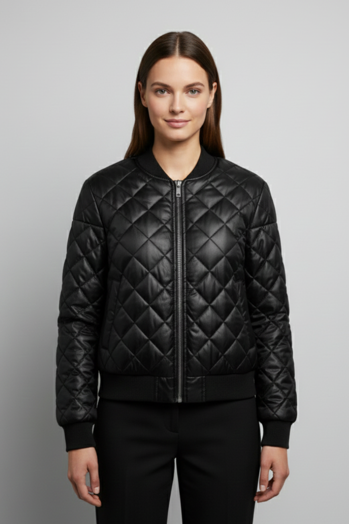 Valborg | Women's Quilted Bomber Jacket | Elasticated Cuffs