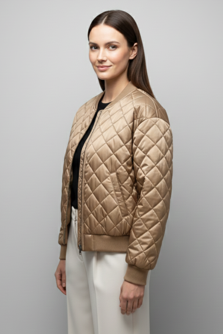 Valborg | Women's Quilted Bomber Jacket | Elasticated Cuffs