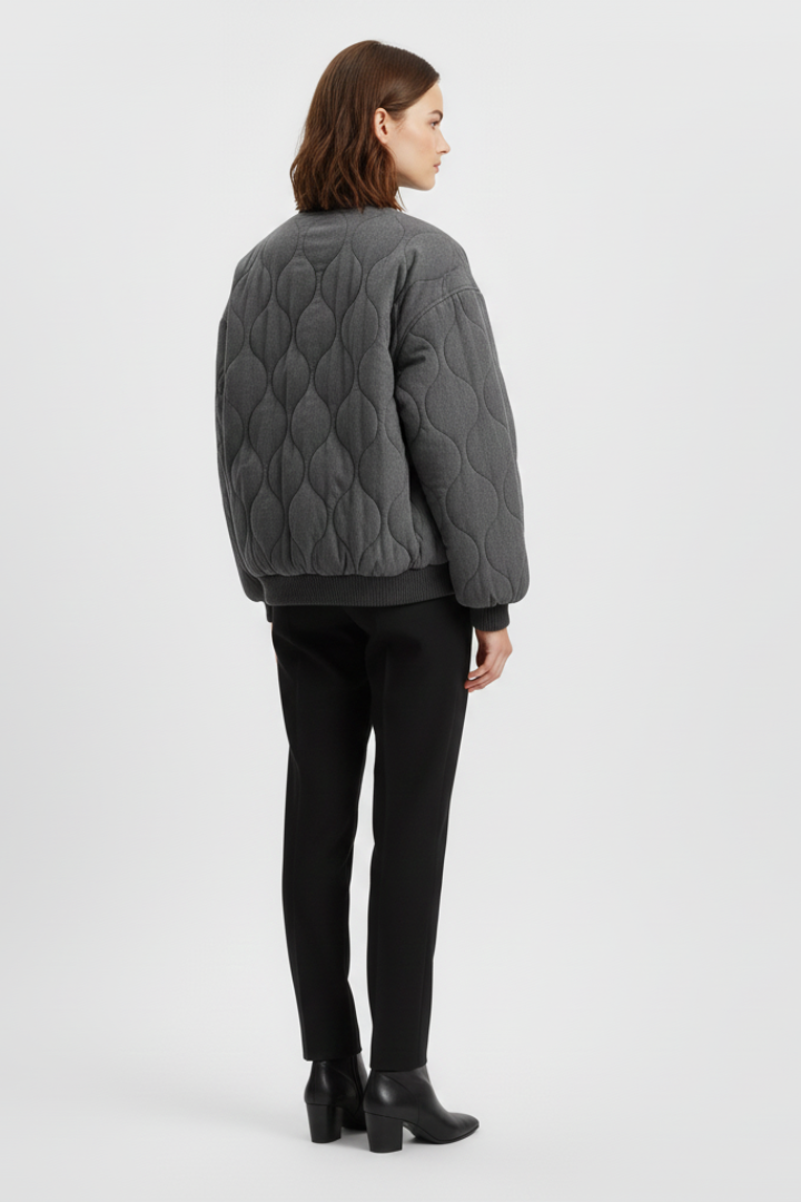 Bergljot | Women's Quilted Bomber Jacket | Snap Closure