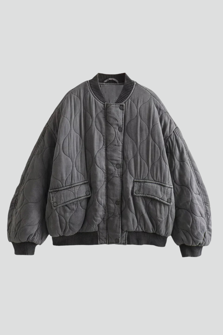 Bergljot | Women's Quilted Bomber Jacket | Snap Closure