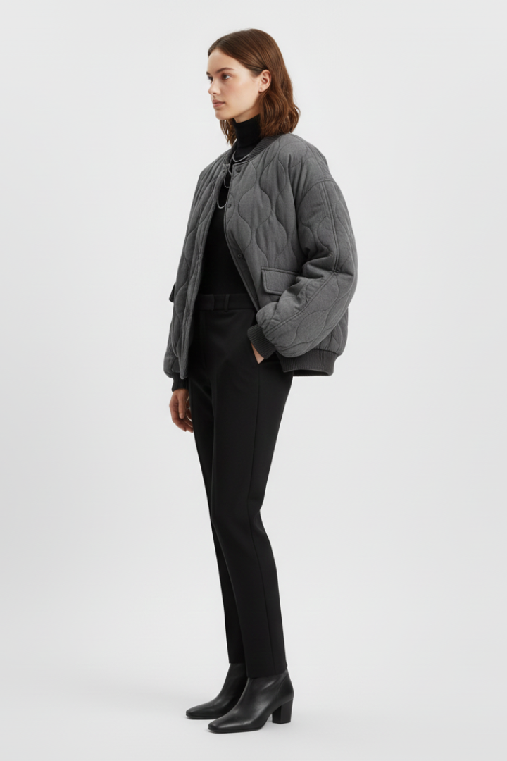 Bergljot | Women's Quilted Bomber Jacket | Snap Closure