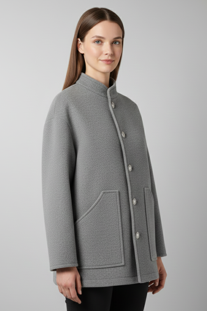 Ethelfleda | Women's Bomber Jacket | Snap Closure Ribbed
