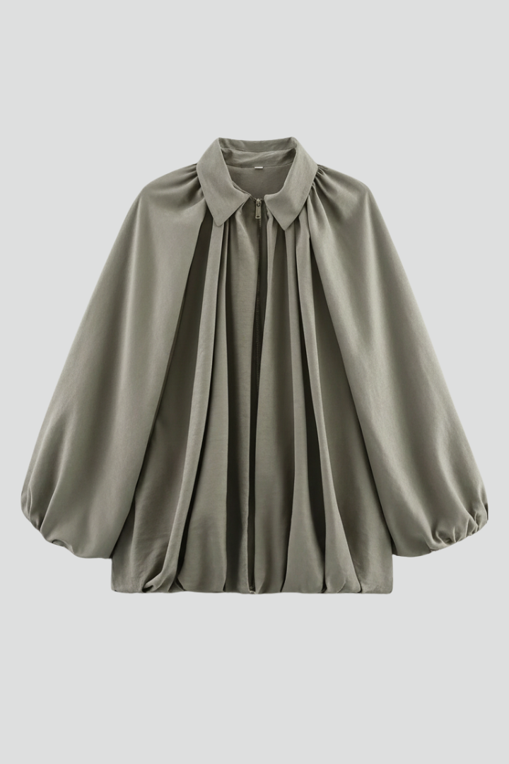 Siubhan | Women's Bomber Jacket | Zip Front Puff Sleeves