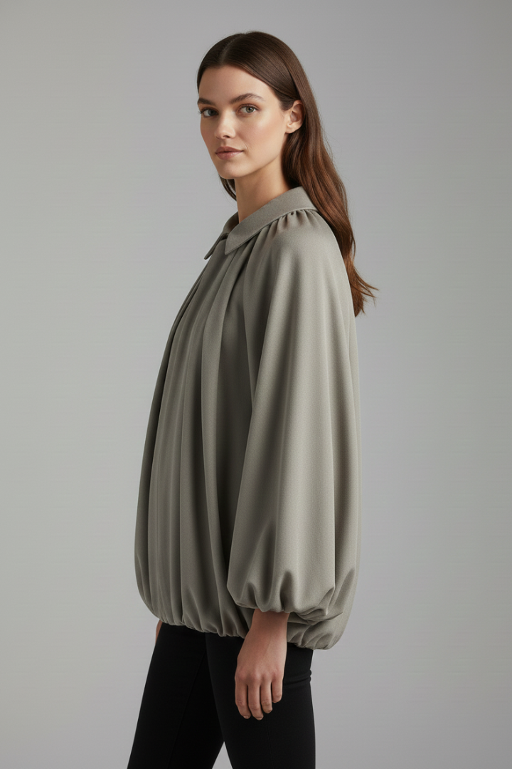 Siubhan | Women's Bomber Jacket | Zip Front Puff Sleeves