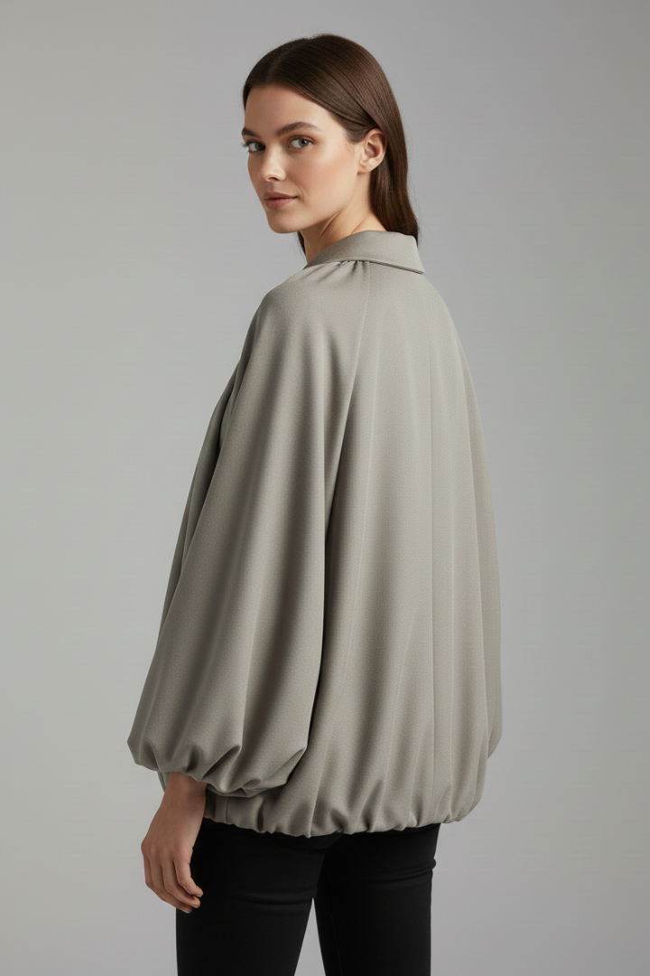 Siubhan | Women's Bomber Jacket | Zip Front Puff Sleeves