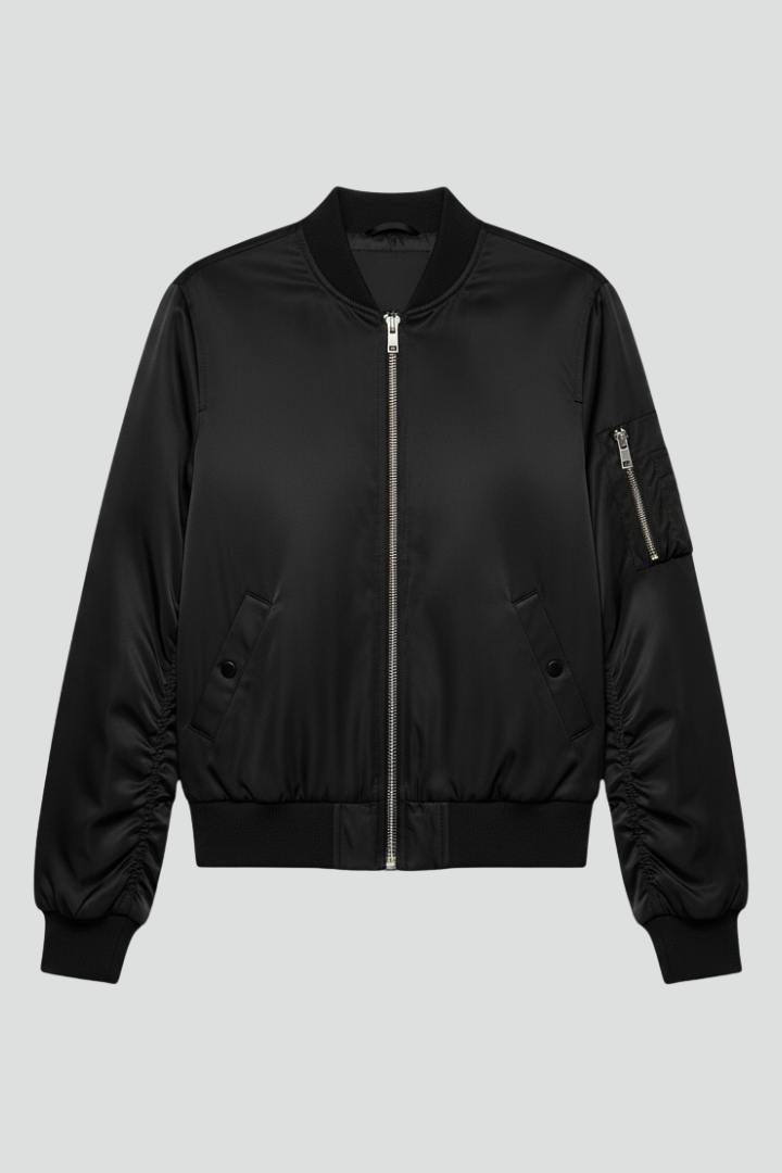 Eabha | Women's Bomber Jacket | Zip & Ribbed Details