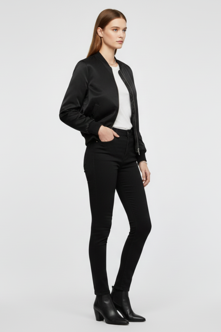 Eabha | Women's Bomber Jacket | Zip & Ribbed Details
