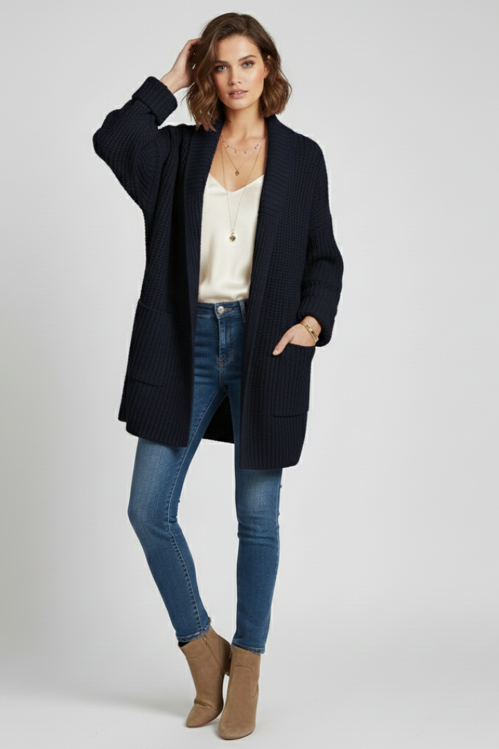 Alva | Women's Cardigan | V-Neck Ribbed Surface