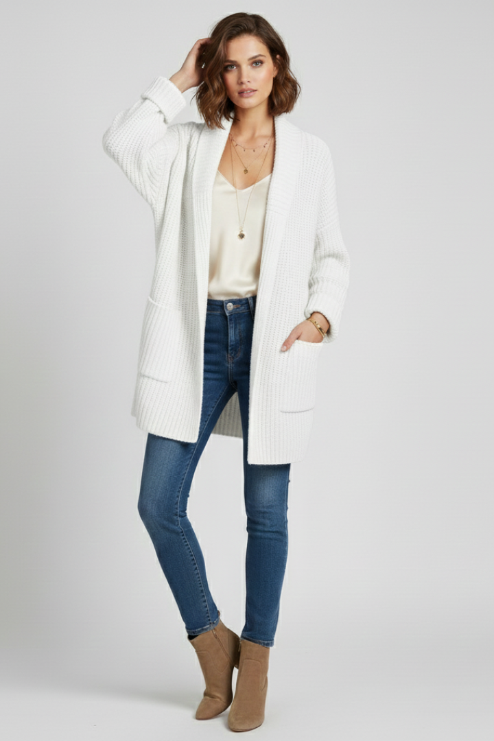 Alva | Women's Cardigan | V-Neck Ribbed Surface