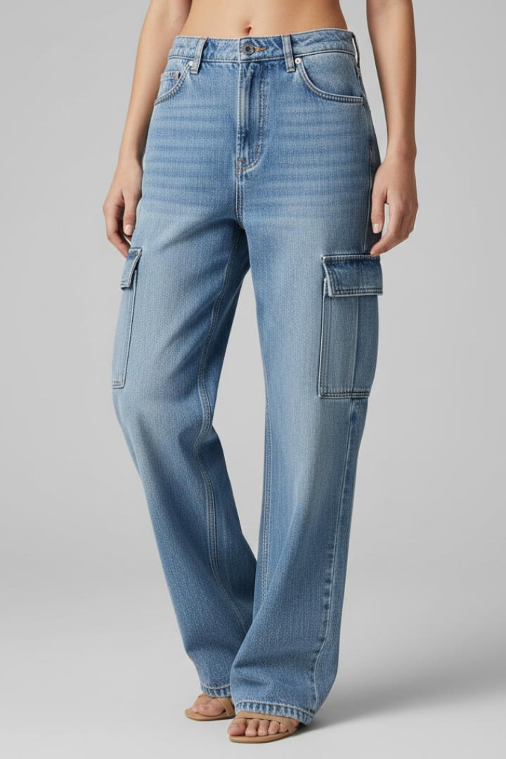 Assa | Women's Jeans | Cargo Front Closure Flap Pockets