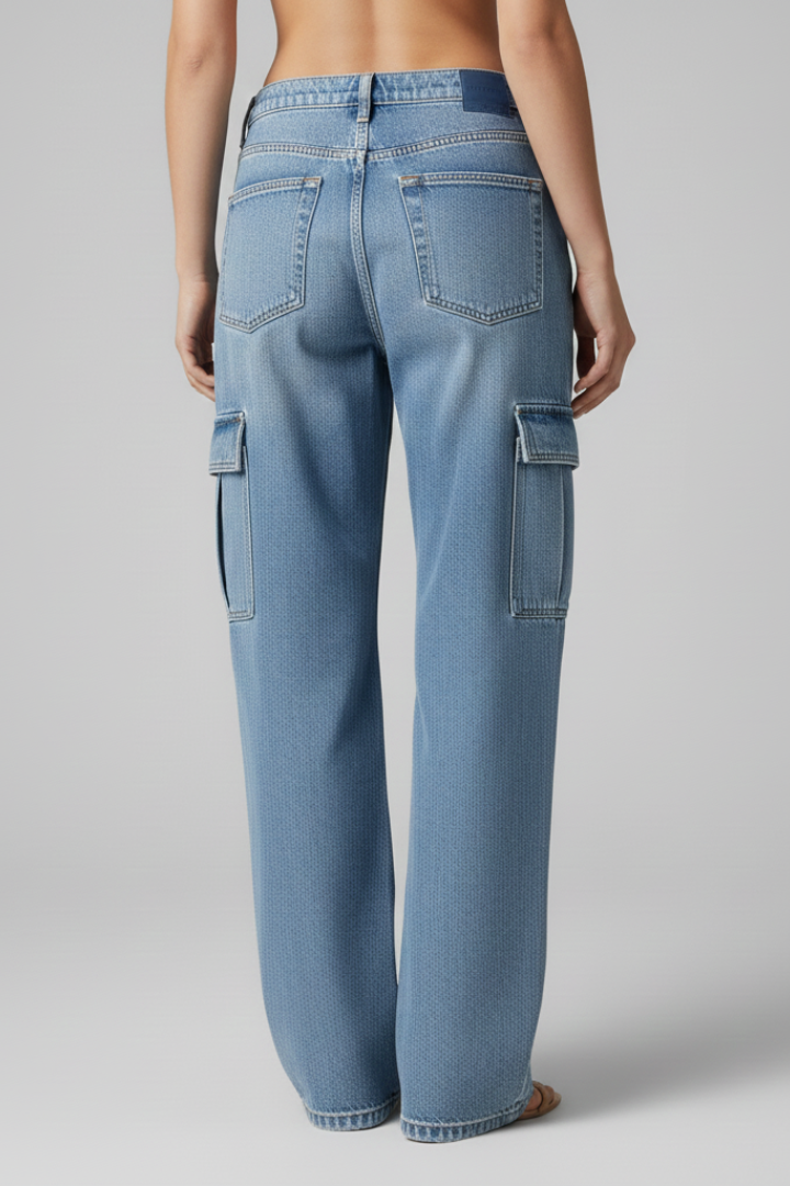 Assa | Women's Jeans | Cargo Front Closure Flap Pockets