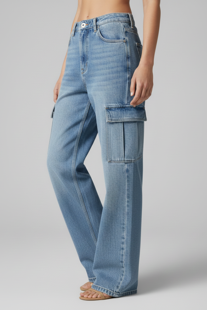 Assa | Women's Jeans | Cargo Front Closure Flap Pockets