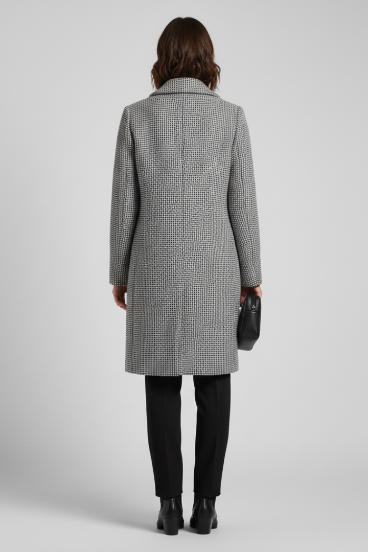 Giulia | Women's Coat | Blazer Collar Woven Texture