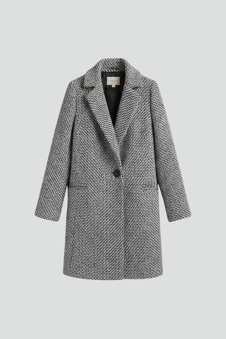Giulia | Women's Coat | Blazer Collar Woven Texture