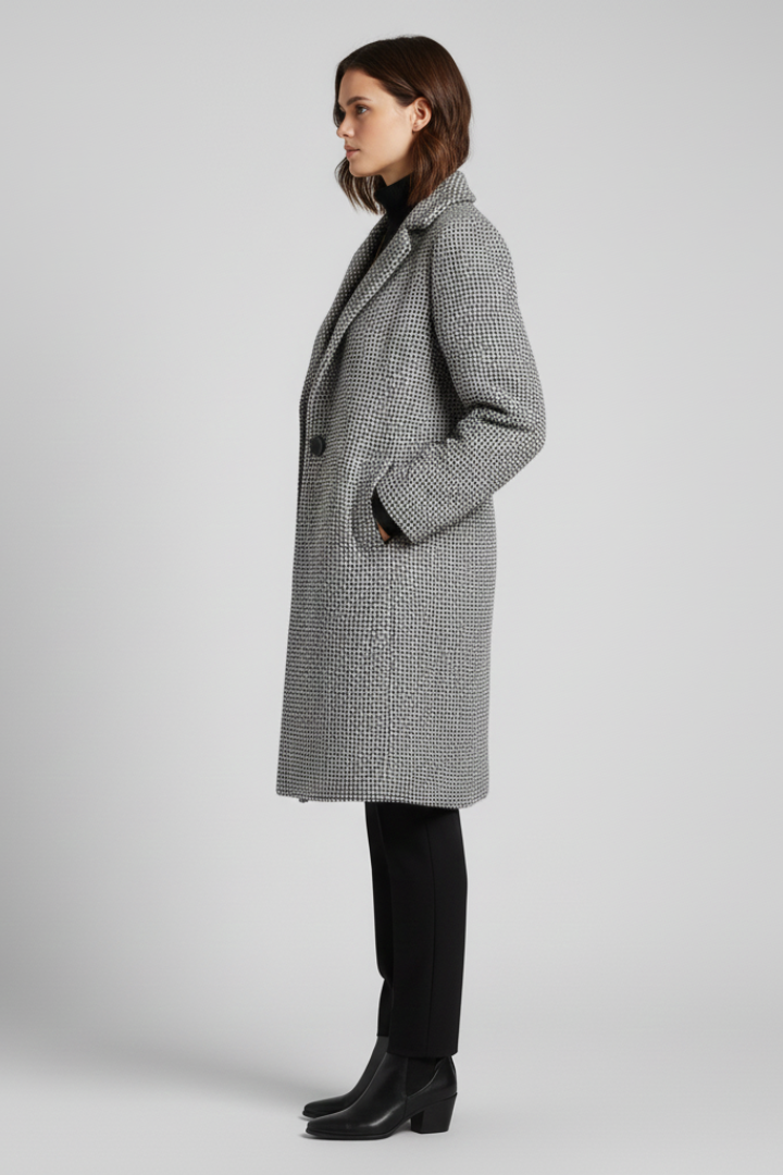 Giulia | Women's Coat | Blazer Collar Woven Texture
