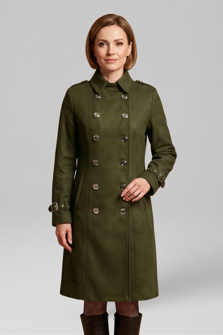 Helena | Women's Coat | Double-Breasted Button Long Sleeves