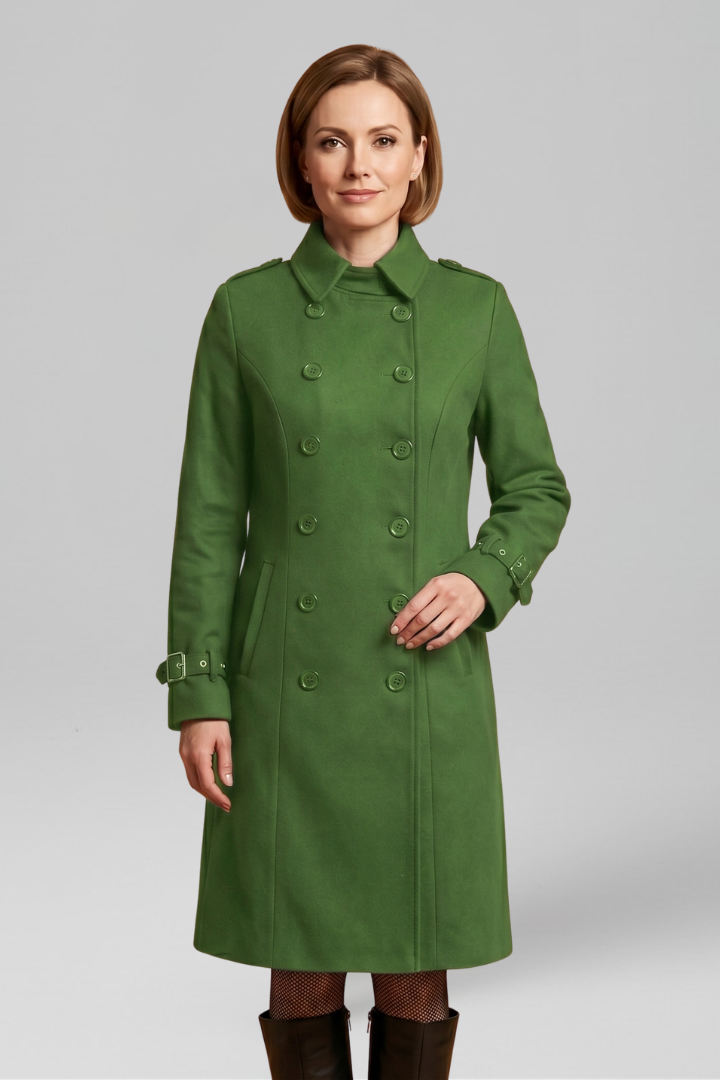 Helena | Women's Coat | Double-Breasted Button Long Sleeves