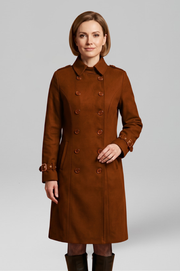 Helena | Women's Coat | Double-Breasted Button Long Sleeves
