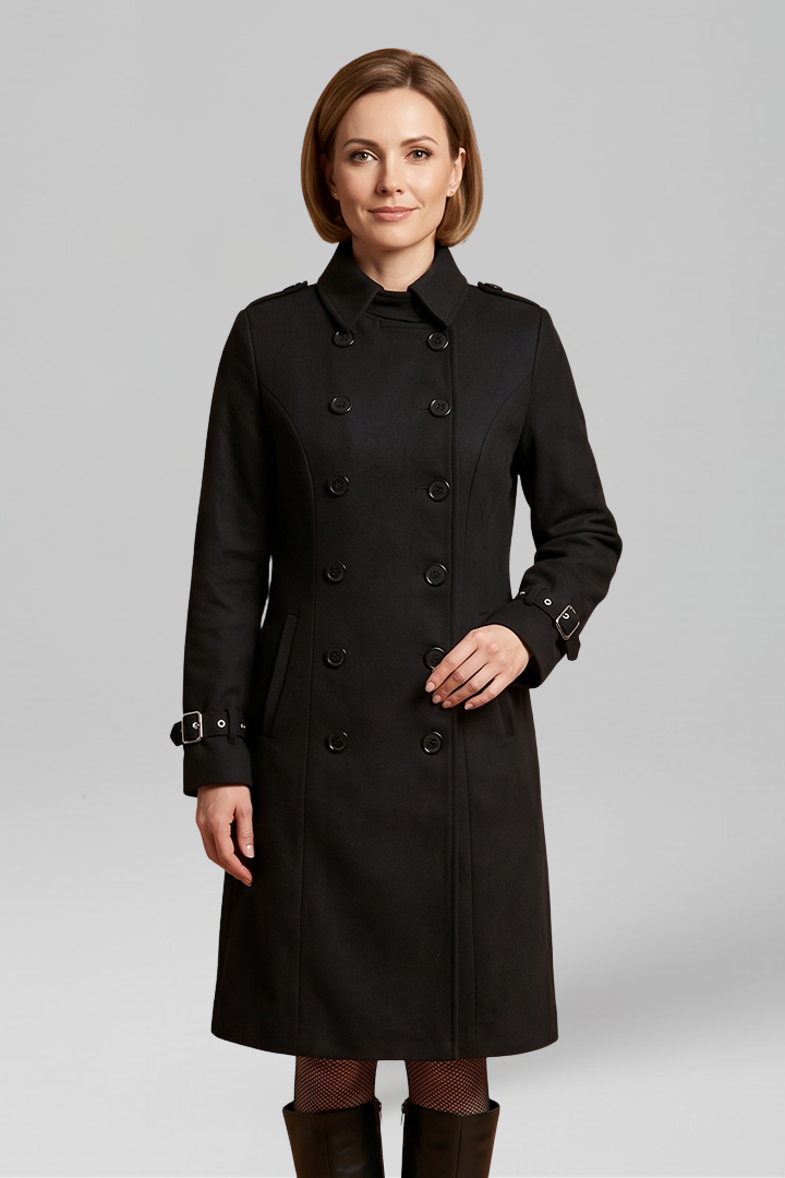 Helena | Women's Coat | Double-Breasted Button Long Sleeves