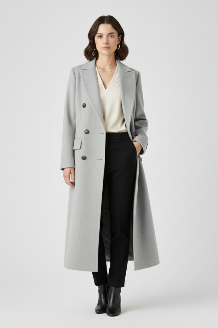 Lucia | Women's Coat | Lapel Collar Button Fastening
