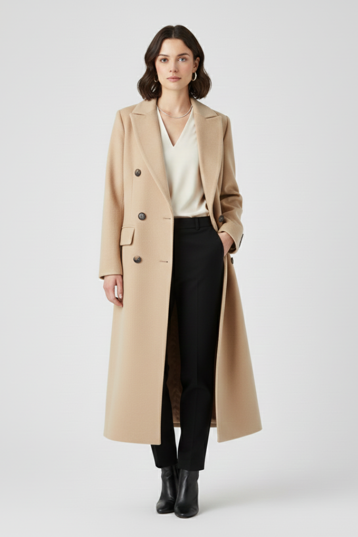 Lucia | Women's Coat | Lapel Collar Button Fastening