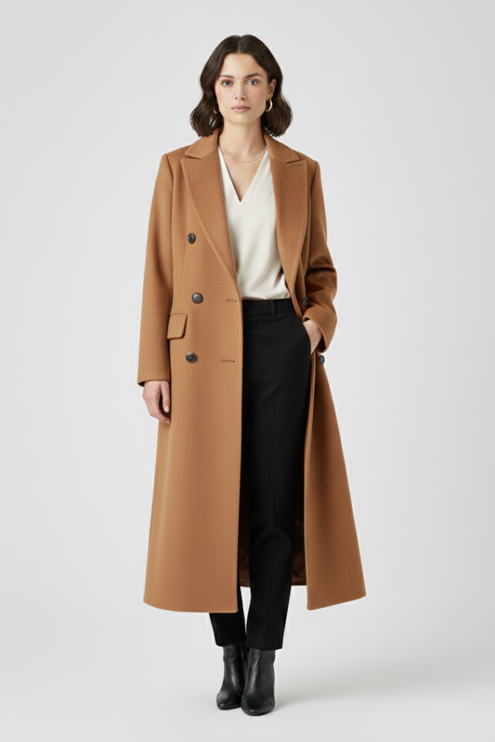 Lucia | Women's Coat | Lapel Collar Button Fastening
