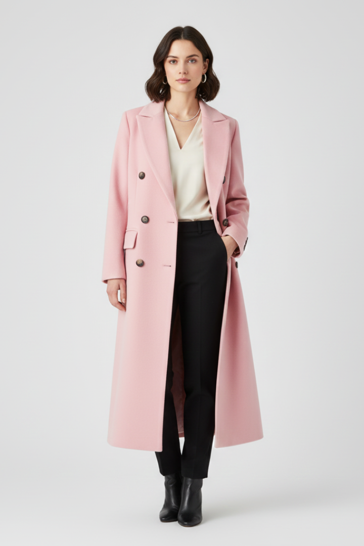 Lucia | Women's Coat | Lapel Collar Button Fastening