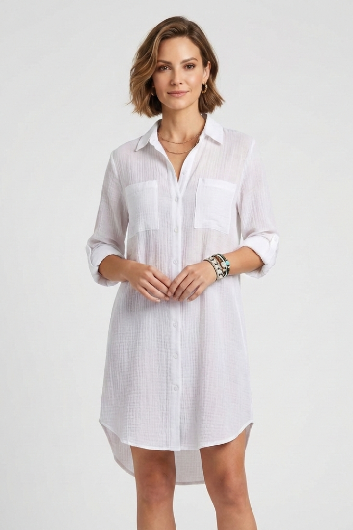 Yvette | Women's Top | Cover Up Button Fastening Long Sleeves
